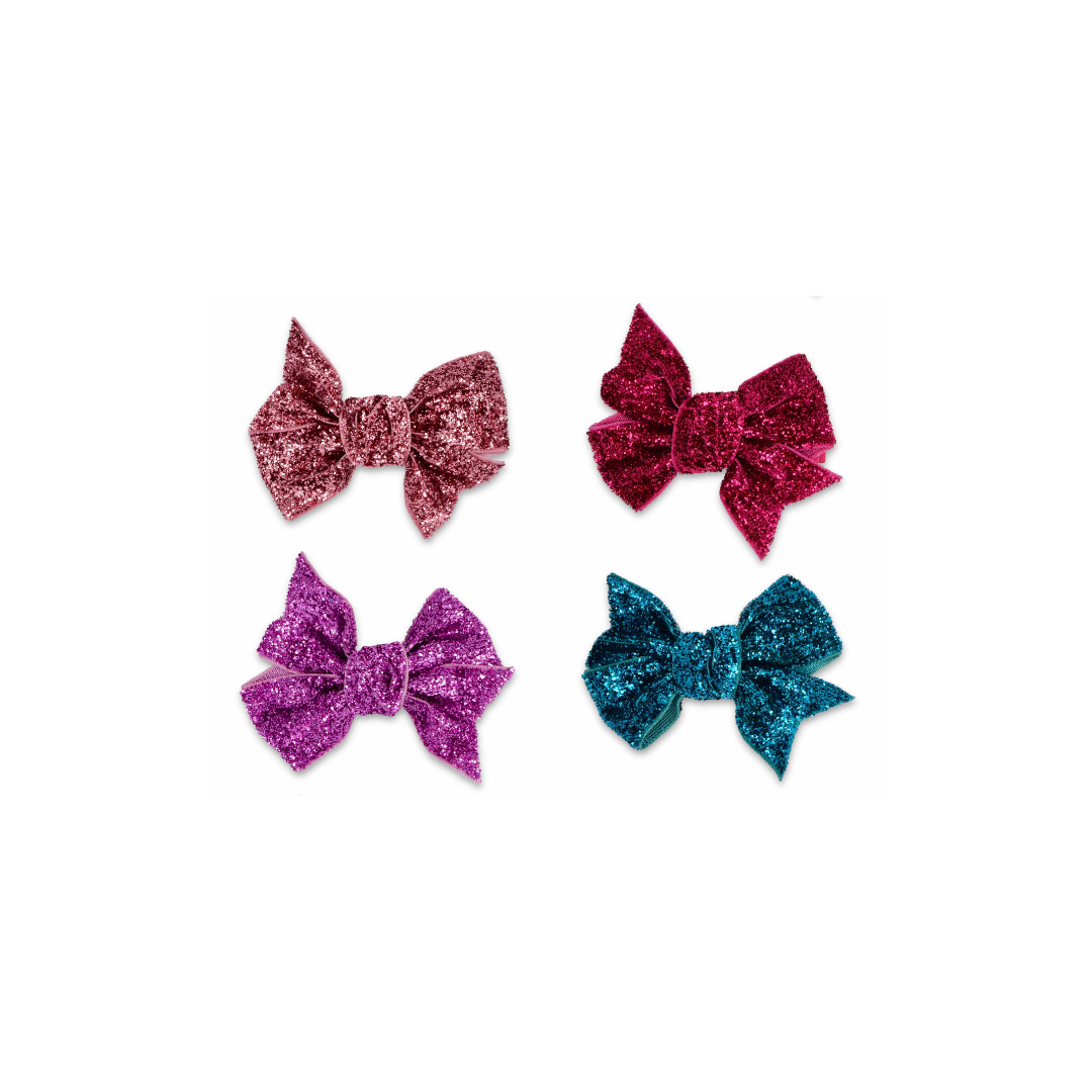 KHRISTIE® 4-PACK GLITTER BOW HAIR CLIPS