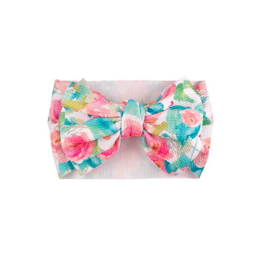 KHRISTIE® OVERSIZED WATERCOLOR FLORAL BOW HEADWRAP