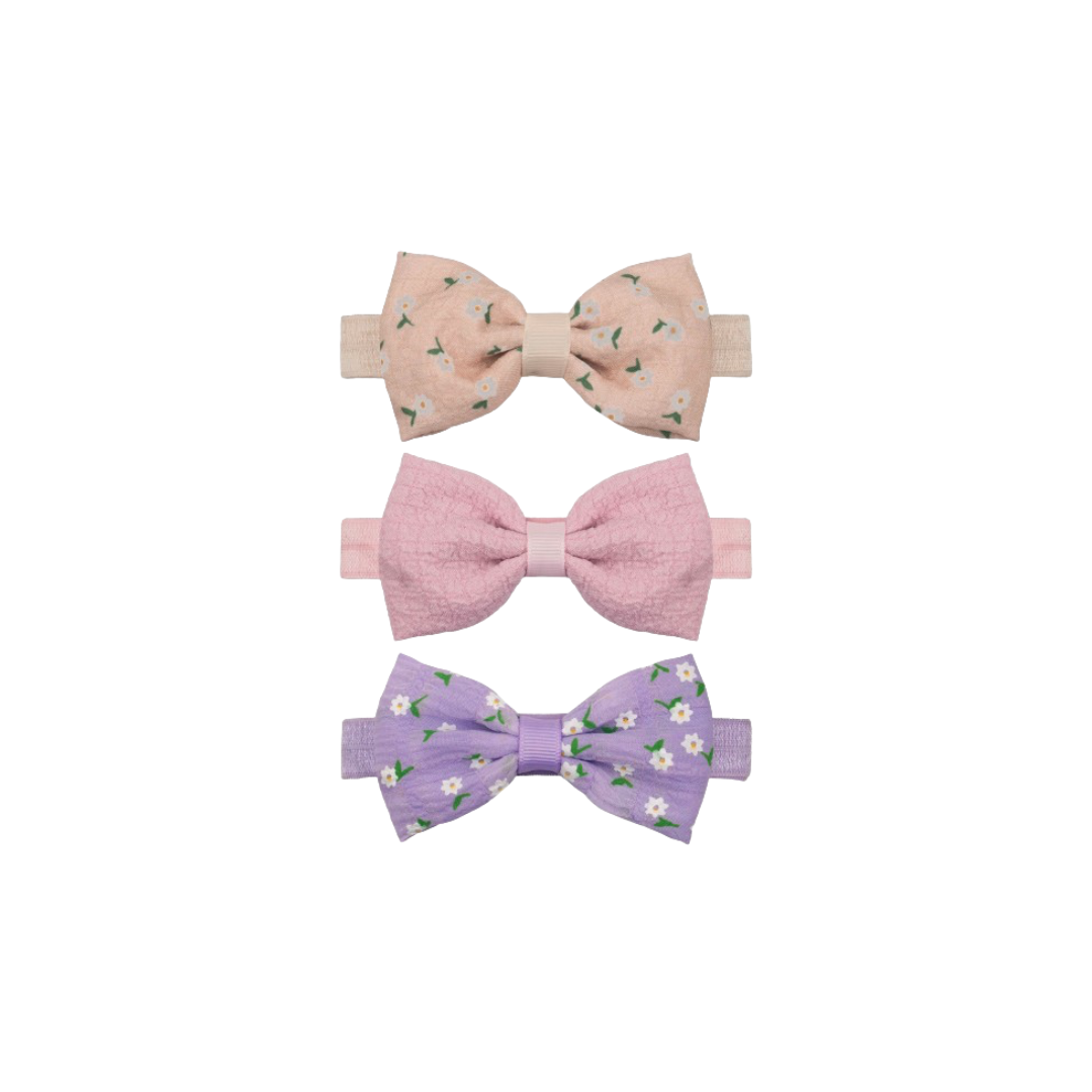 KHRISTIE® 3-PACK FLORAL & SOLID BOW HEADWRAPS