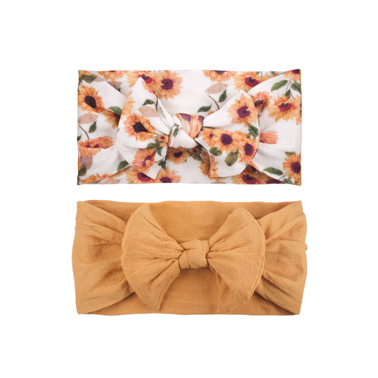 KHRISTIE® 2-PACK SUNFLOWER & SOLID BOW HEADWRAPS