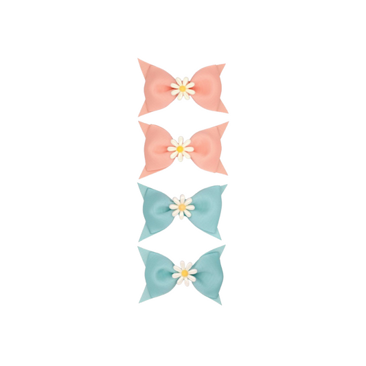 KHRISTIE® 4-PACK DAISY GROSGRAIN BOW CLIPS