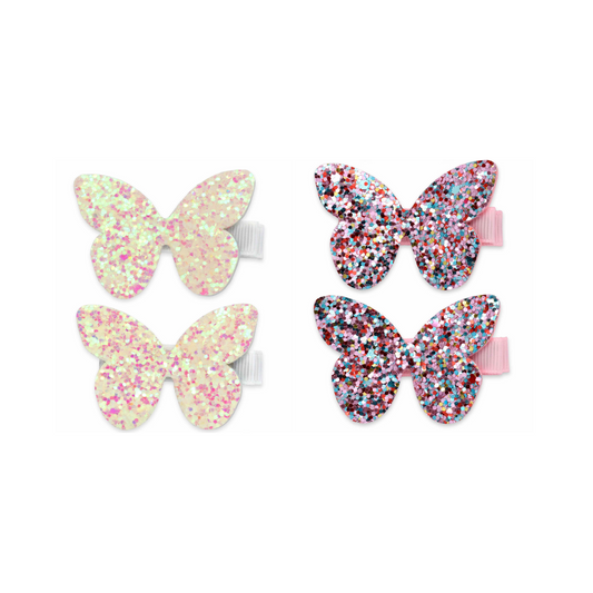 KHRISTIE® 4-PACK GLITTER BUTTERFLY SALON CLIPS