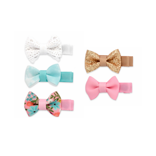 KHRISTIE® 5-PACK ASSORTED MINI BOW HAIR CLIPS