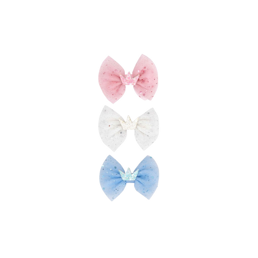 KHRISTIE® 3-PACK TULLE BOW & CROWN HAIR CLIPS