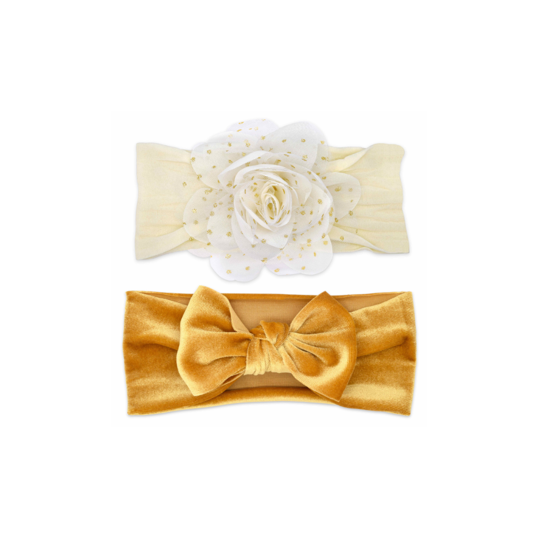 KHRISTIE® 2-PACK FLOWER AND VELOUR BOW HEADWRAPS