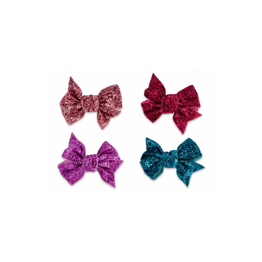 KHRISTIE® 4-PACK GLITTER BOW HAIR CLIPS